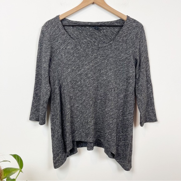 Eileen Fisher Organic Cotton Wool Blend Shark Bite Hem Top